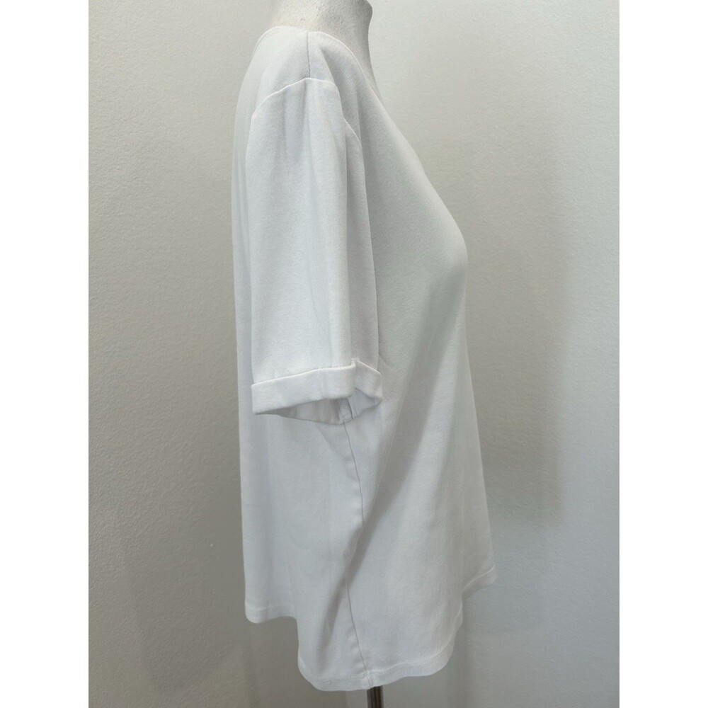 Chico's Women's Size 3 (XL) White V-Neck Tee Short Sleeve Basic Stretch & Cuff - Picture 4 of 10